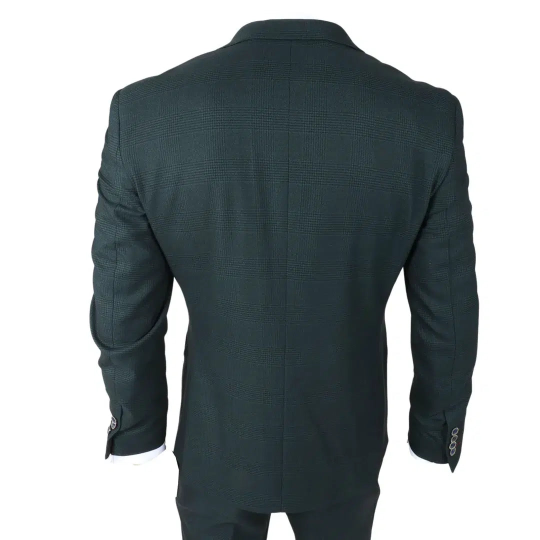 Jasper - Traje de tres piezas para hombre en color verde oliva con chaleco negro