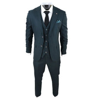 Traje de tres piezas para hombre Jasper, color verde oliva con estampado Príncipe de Gales y cuadros negros.
