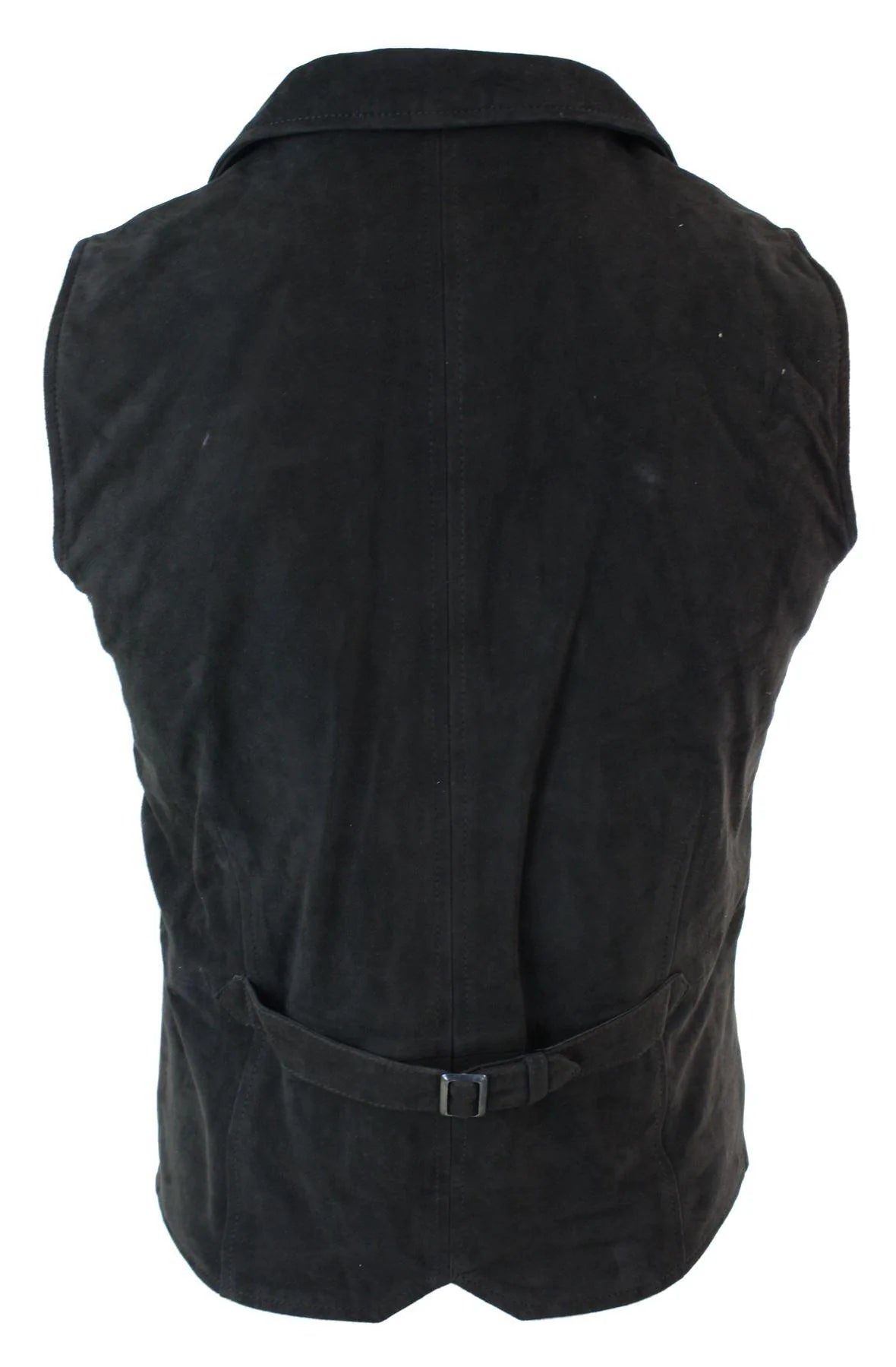 Chaleco elegante informal de piel de ante auténtica para hombre, color marrón, estilo vintage retro.