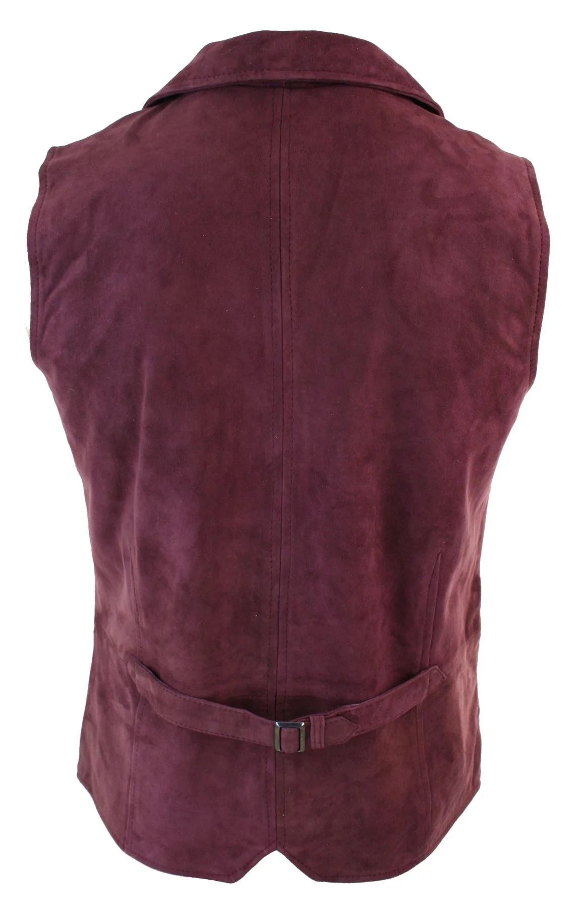 Chaleco elegante informal de piel de ante auténtica color burdeos para hombre, estilo vintage retro.
