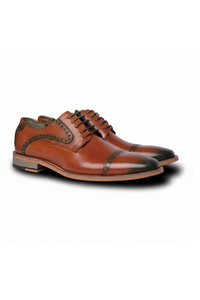 Jenson - Zapatos Oxford de hombre de cuero marrón con cordones