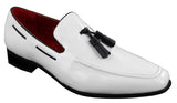 Zapatos mocasines de conducción para hombre, de charol brillante con borla, estilo casual elegante.