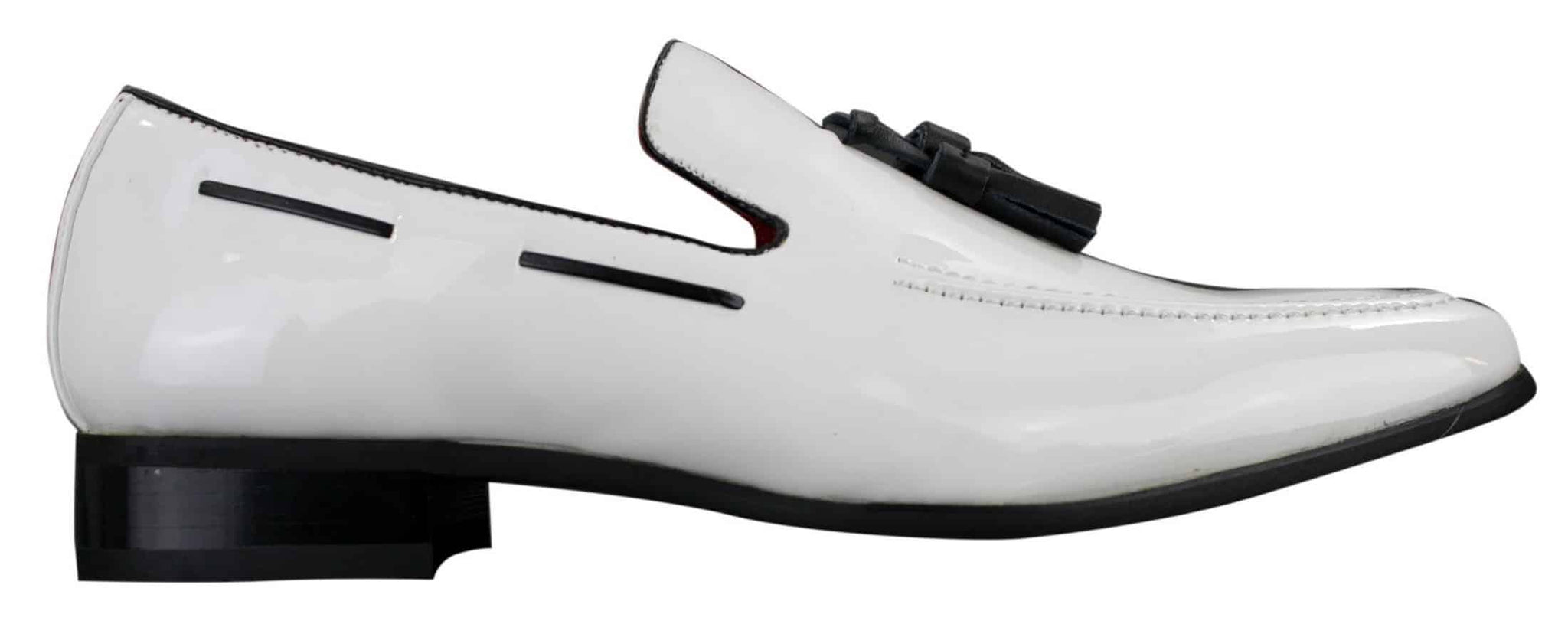 Zapatos mocasines de conducción para hombre, de charol brillante con borla, estilo casual elegante.