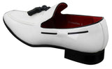 Zapatos mocasines de conducción para hombre, de charol brillante con borla, estilo casual elegante.