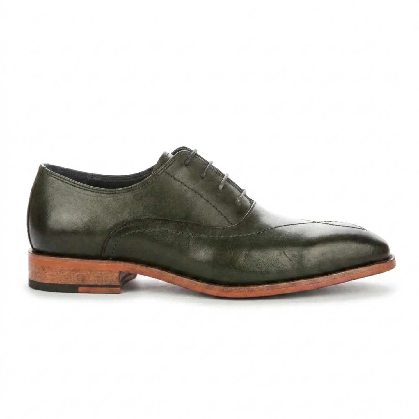 Jett - Zapatos Oxford de hombre en color verde oscuro con puntera de punto de cruz.