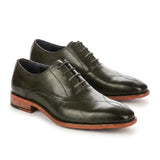 Jett - Zapatos Oxford de hombre en color verde oscuro con puntera de punto de cruz.