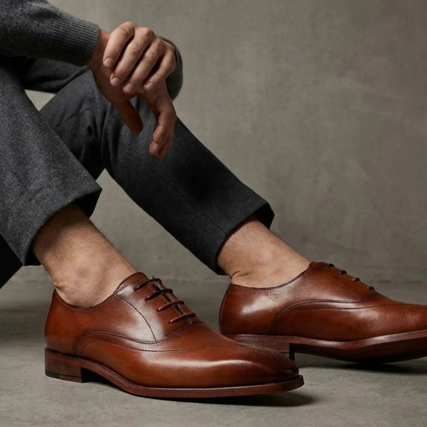 Jett - Zapatos Oxford para hombre color tostado con puntera de punto de cruz