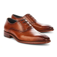 Jett - Zapatos Oxford para hombre color tostado con puntera de punto de cruz