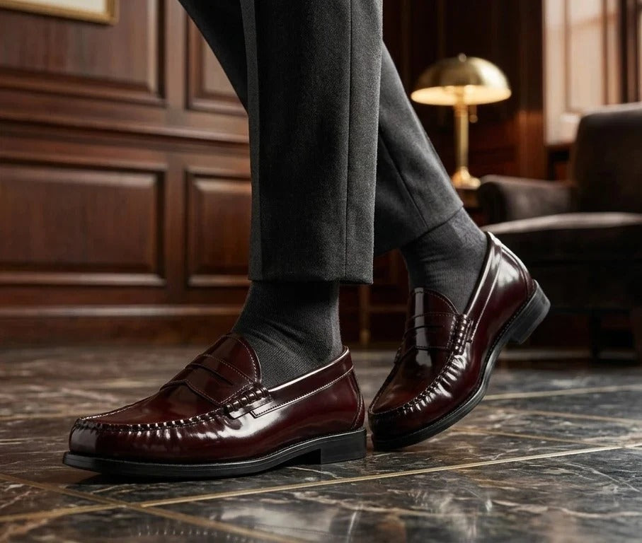 Joseph - Mocasines de charol burdeos para hombre