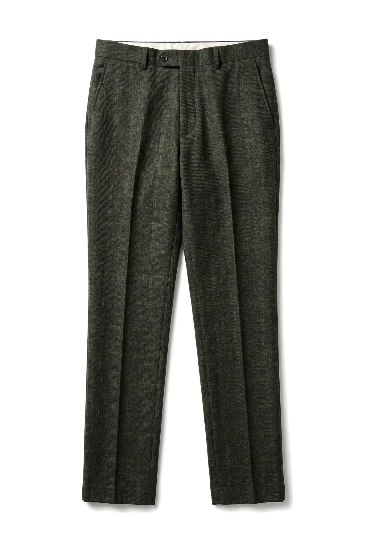 Joshua - Pantalones de tweed verde a cuadros para hombre