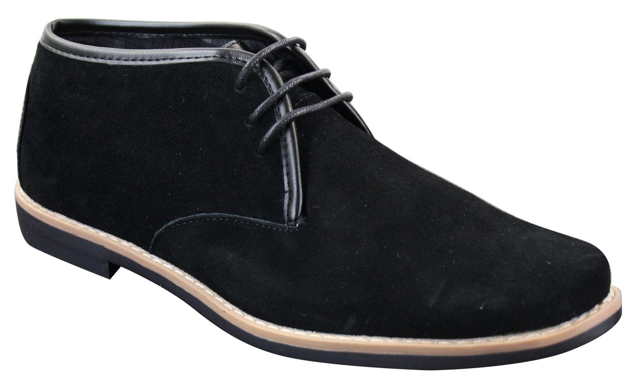 Botas Chelsea bajas de ante para hombre Elong K16, zapatos Chukka con cordones, interior de cuero negro.