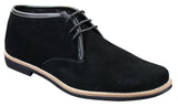 Botas Chelsea bajas de ante para hombre Elong K16, zapatos Chukka con cordones, interior de cuero negro.