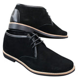 Botas Chelsea bajas de ante para hombre Elong K16, zapatos Chukka con cordones, interior de cuero negro.