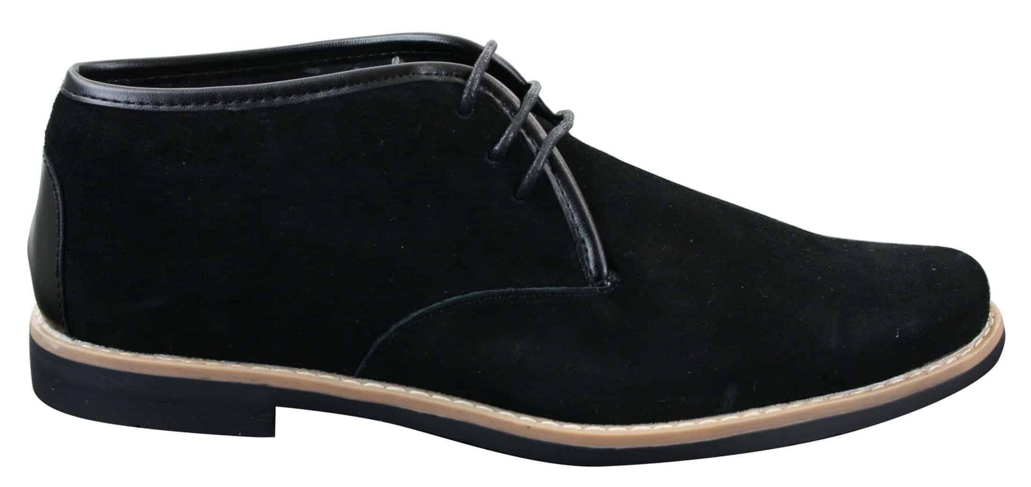 Botas Chelsea bajas de ante para hombre Elong K16, zapatos Chukka con cordones, interior de cuero negro.
