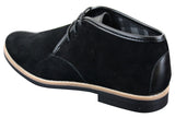 Botas Chelsea bajas de ante para hombre Elong K16, zapatos Chukka con cordones, interior de cuero negro.