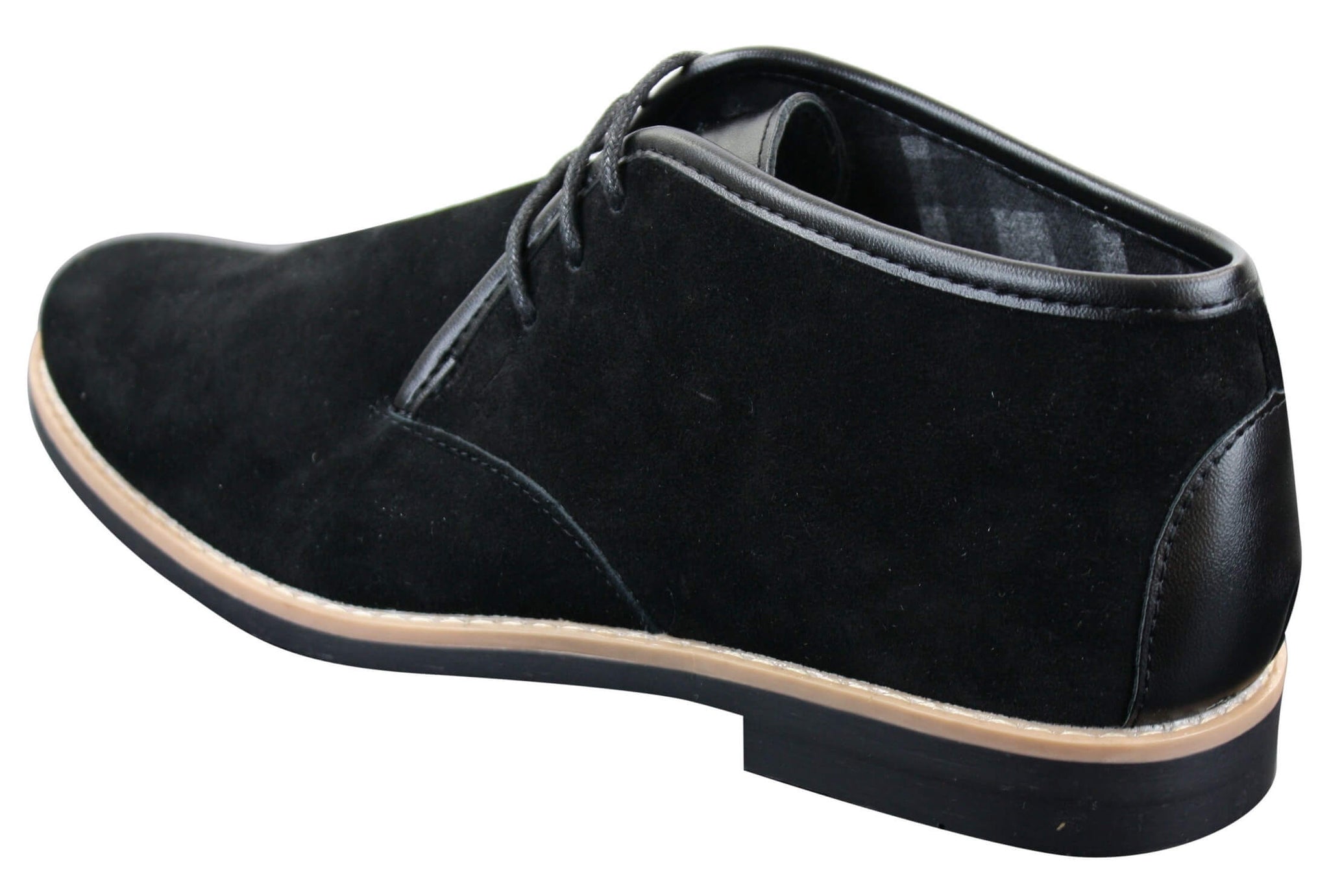 Botas Chelsea bajas de ante para hombre Elong K16, zapatos Chukka con cordones, interior de cuero negro.