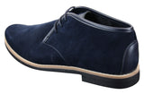 Botas Chelsea bajas de ante para hombre Elong K16, zapatos Chukka con cordones, interior de cuero azul marino.
