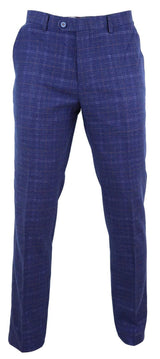 Pantalones de tweed azul a cuadros para hombre - Cavani Kaiser