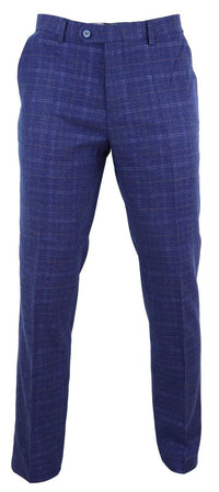 Pantalones de tweed azul a cuadros para hombre - Cavani Kaiser