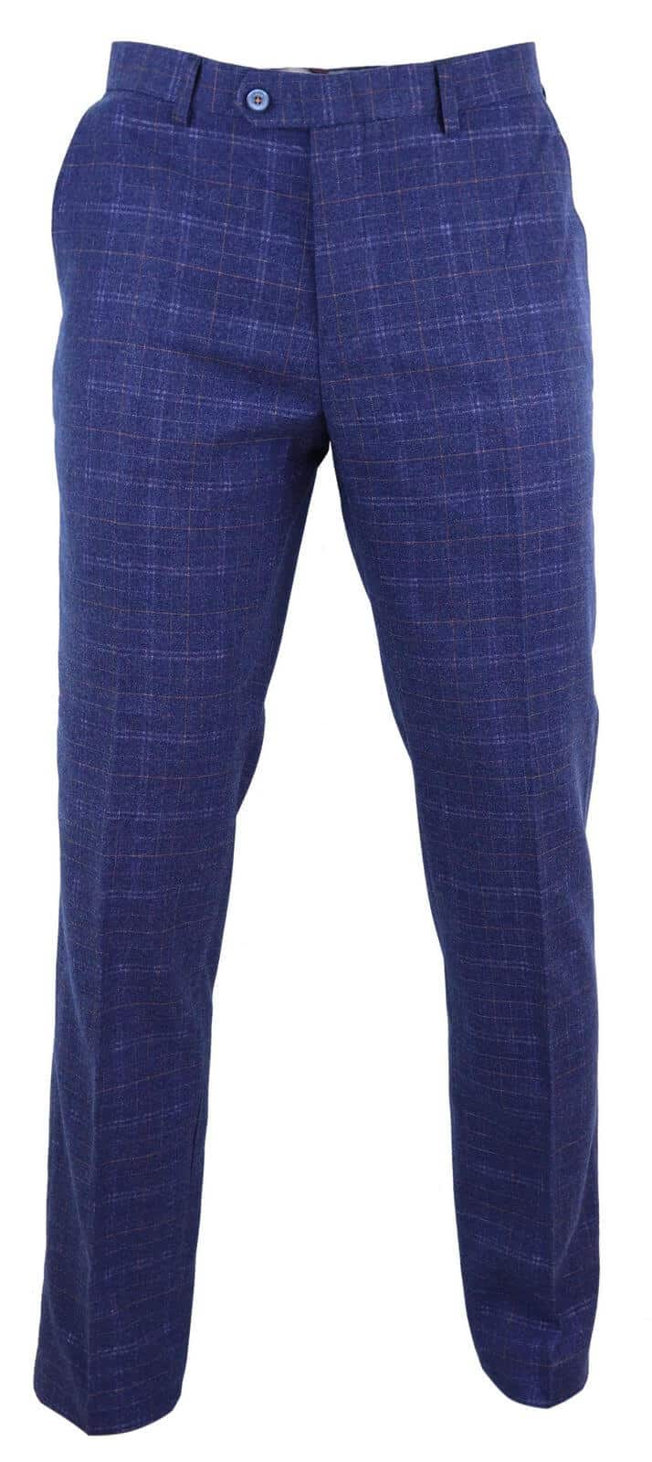Pantalones de tweed azul a cuadros para hombre - Cavani Kaiser