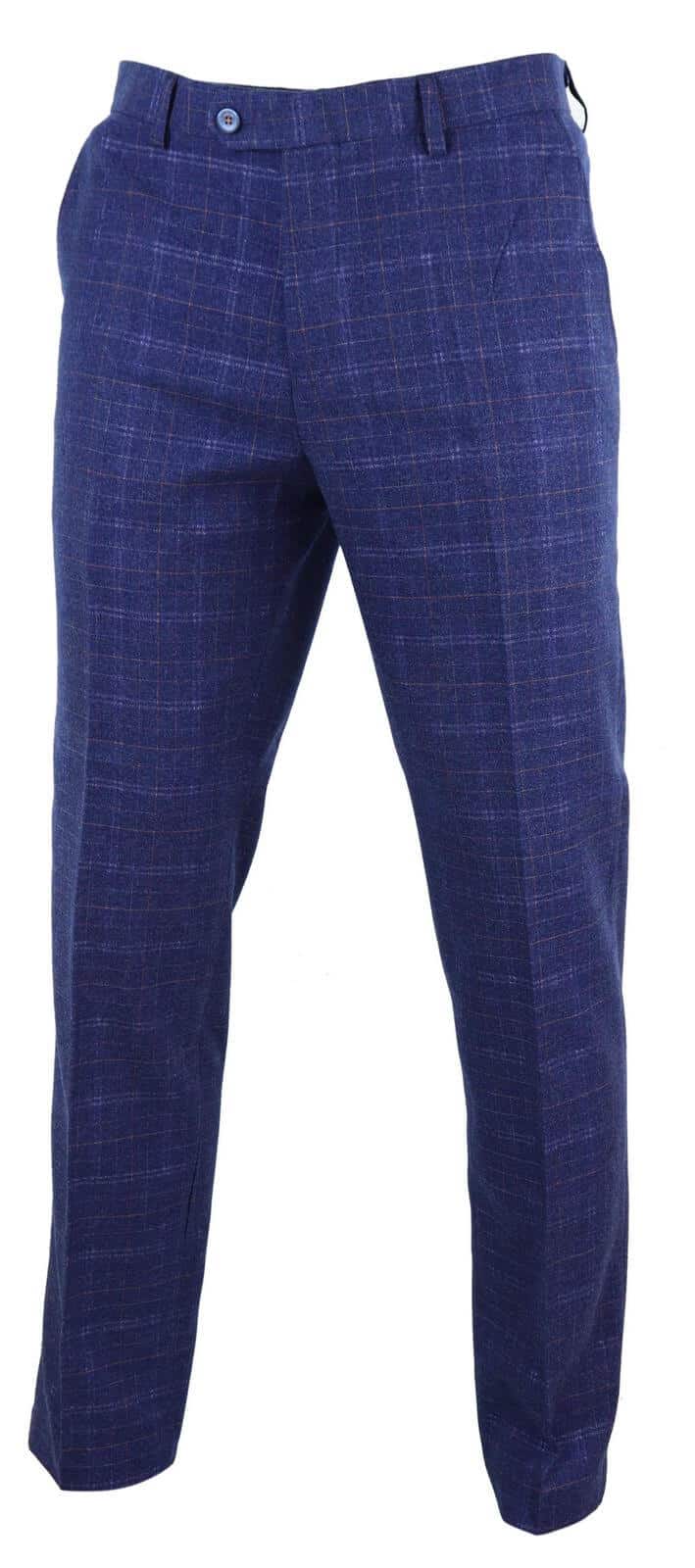 Pantalones de tweed azul a cuadros para hombre - Cavani Kaiser