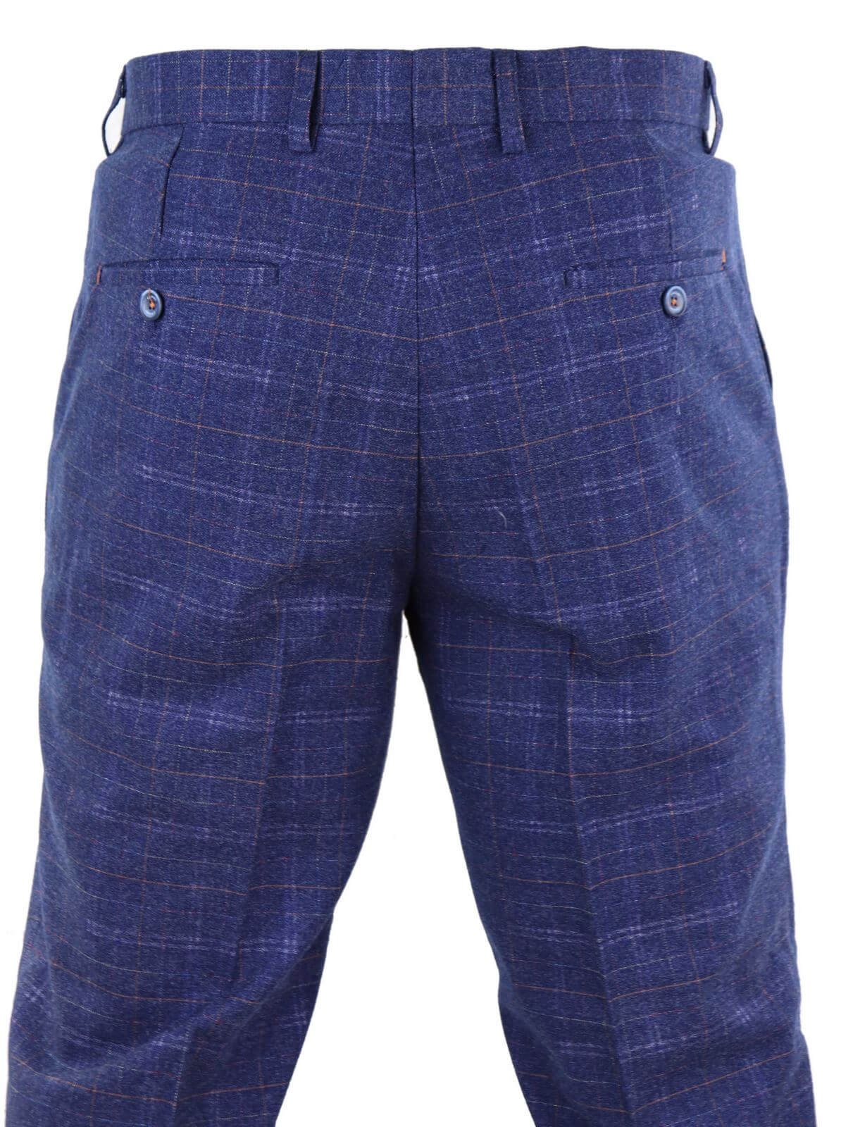 Pantalones de tweed azul a cuadros para hombre - Cavani Kaiser