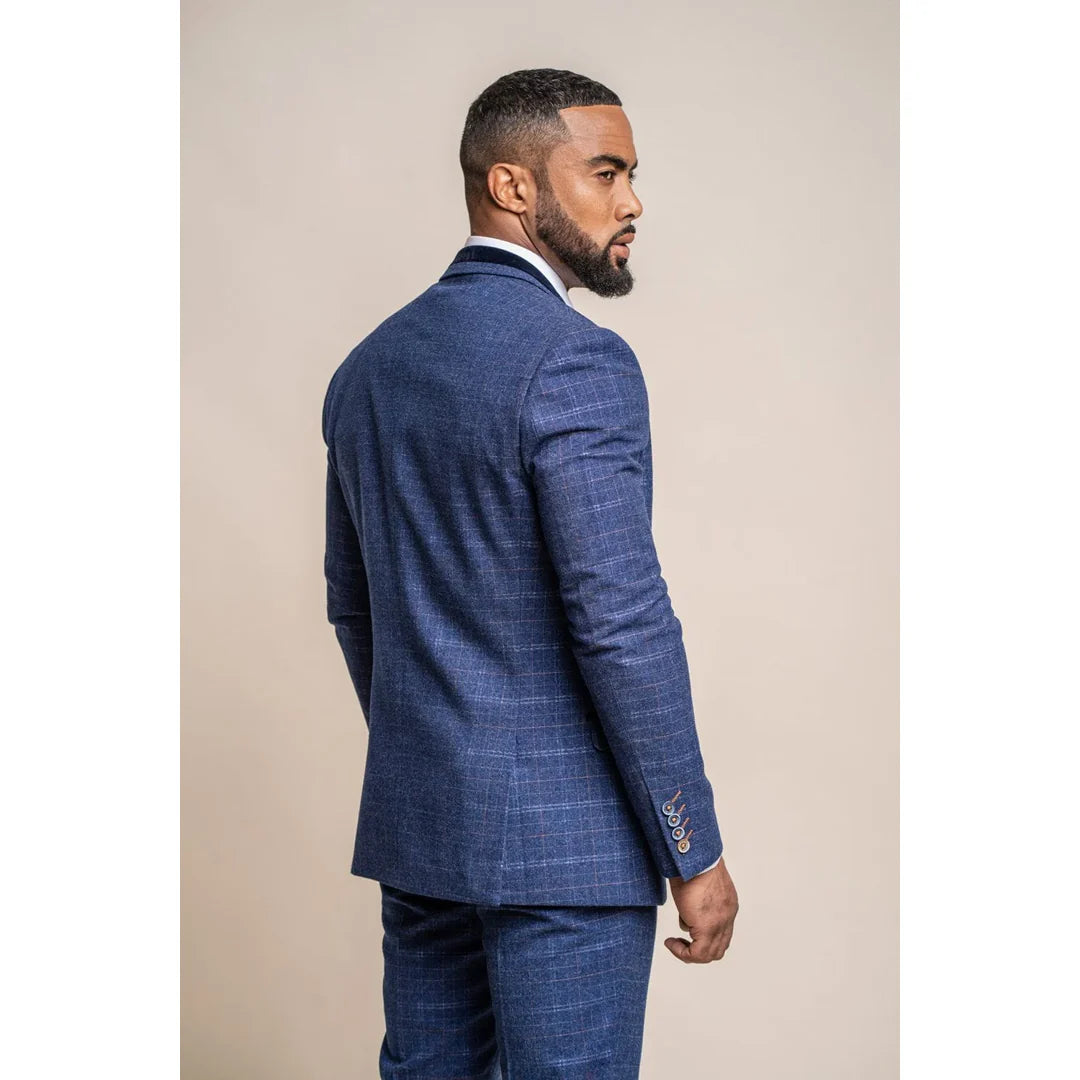 Kaiser - Blazer azul de tweed a cuadros para hombre