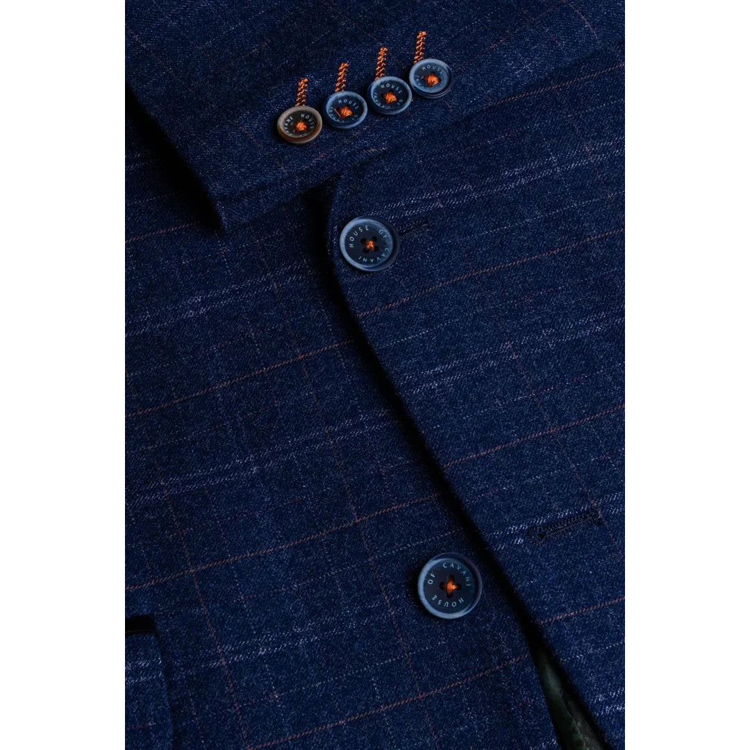 Kaiser - Blazer azul de tweed a cuadros para hombre