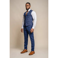 Kaiser - Chaleco azul de tweed a cuadros para hombre