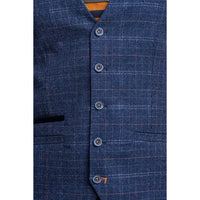 Kaiser - Chaleco azul de tweed a cuadros para hombre