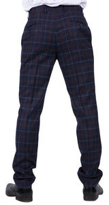 Kenneth - Pantalones de tweed azul marino a cuadros para hombre