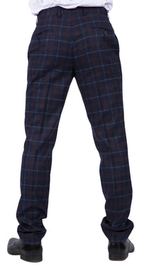 Kenneth - Pantalones de tweed azul marino a cuadros para hombre
