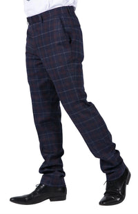 Kenneth - Pantalones de tweed azul marino a cuadros para hombre