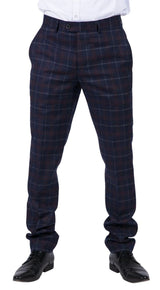 Kenneth - Pantalones de tweed azul marino a cuadros para hombre