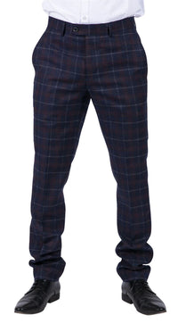 Kenneth - Pantalones de tweed azul marino a cuadros para hombre