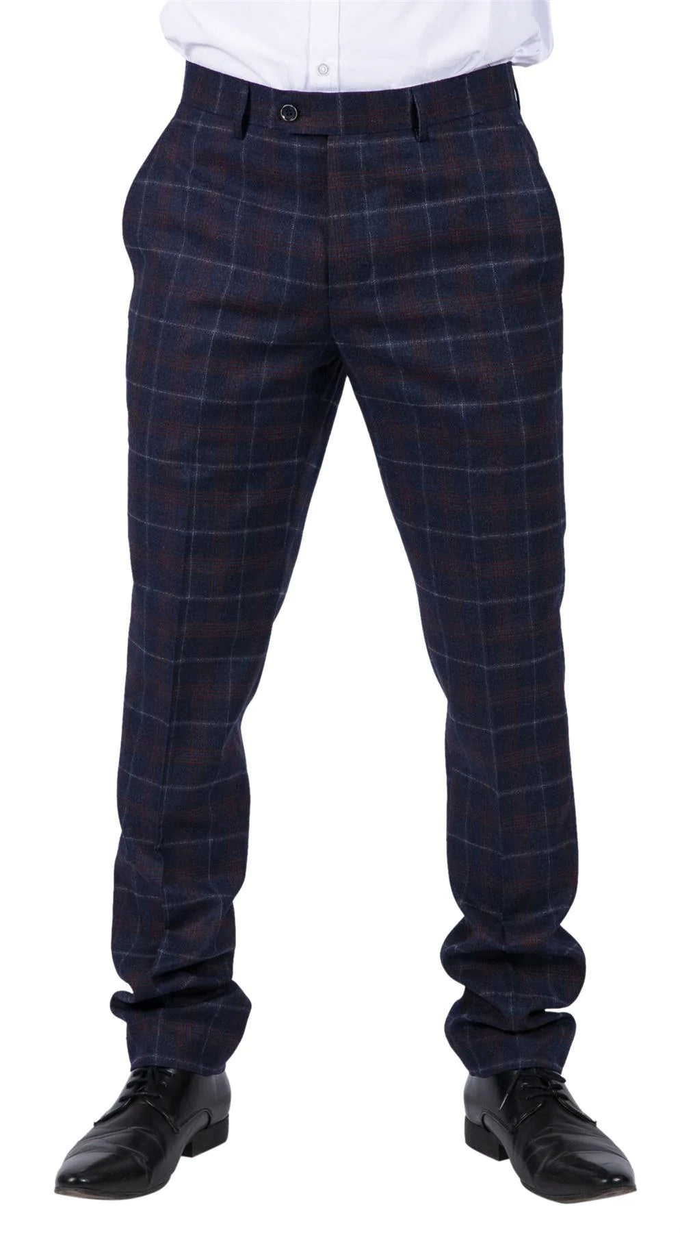 Kenneth - Pantalones de tweed azul marino a cuadros para hombre