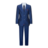 Traje de fiesta de boda de 3 piezas para niño, azul brillante, corte entallado, elegante y formal.
