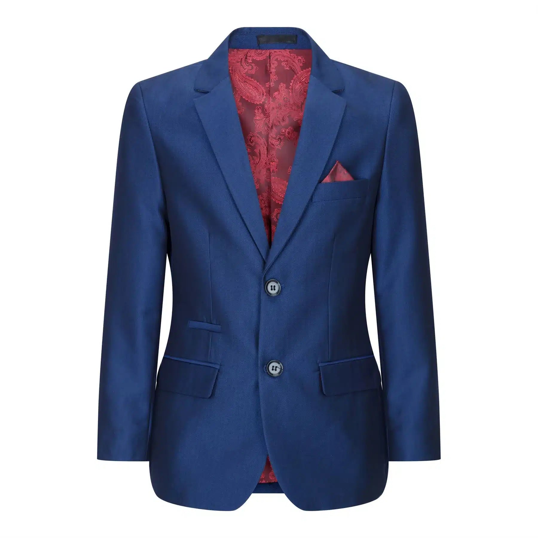 Traje de fiesta de boda de 3 piezas para niño, azul brillante, corte entallado, elegante y formal.