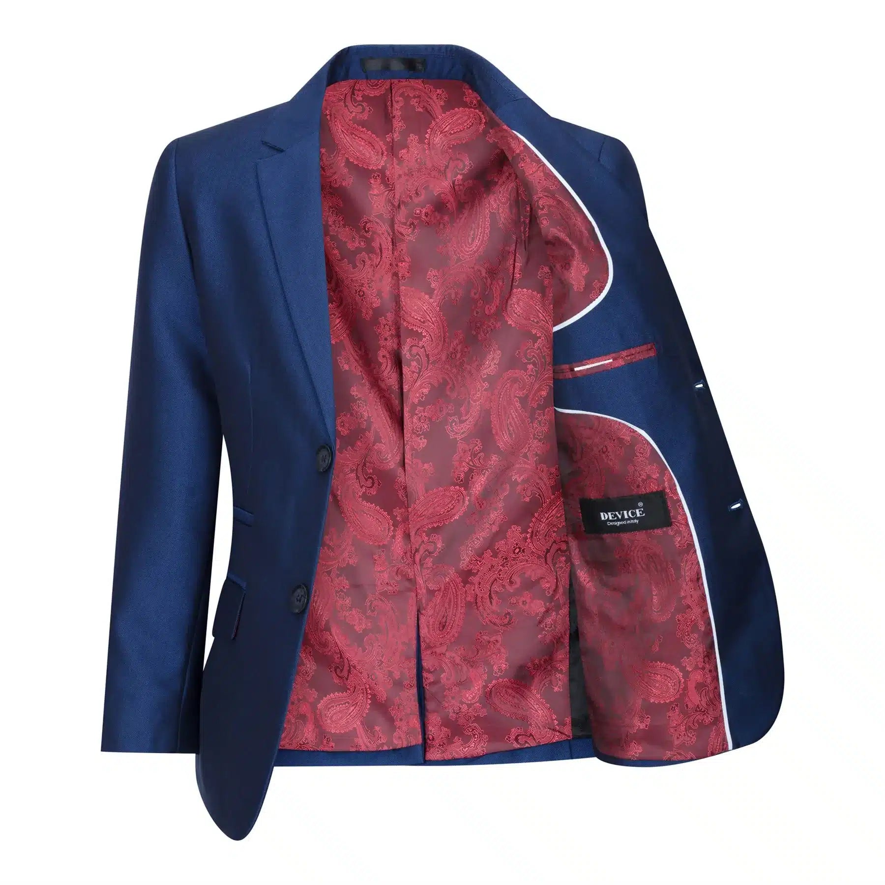 Traje de fiesta de boda de 3 piezas para niño, azul brillante, corte entallado, elegante y formal.