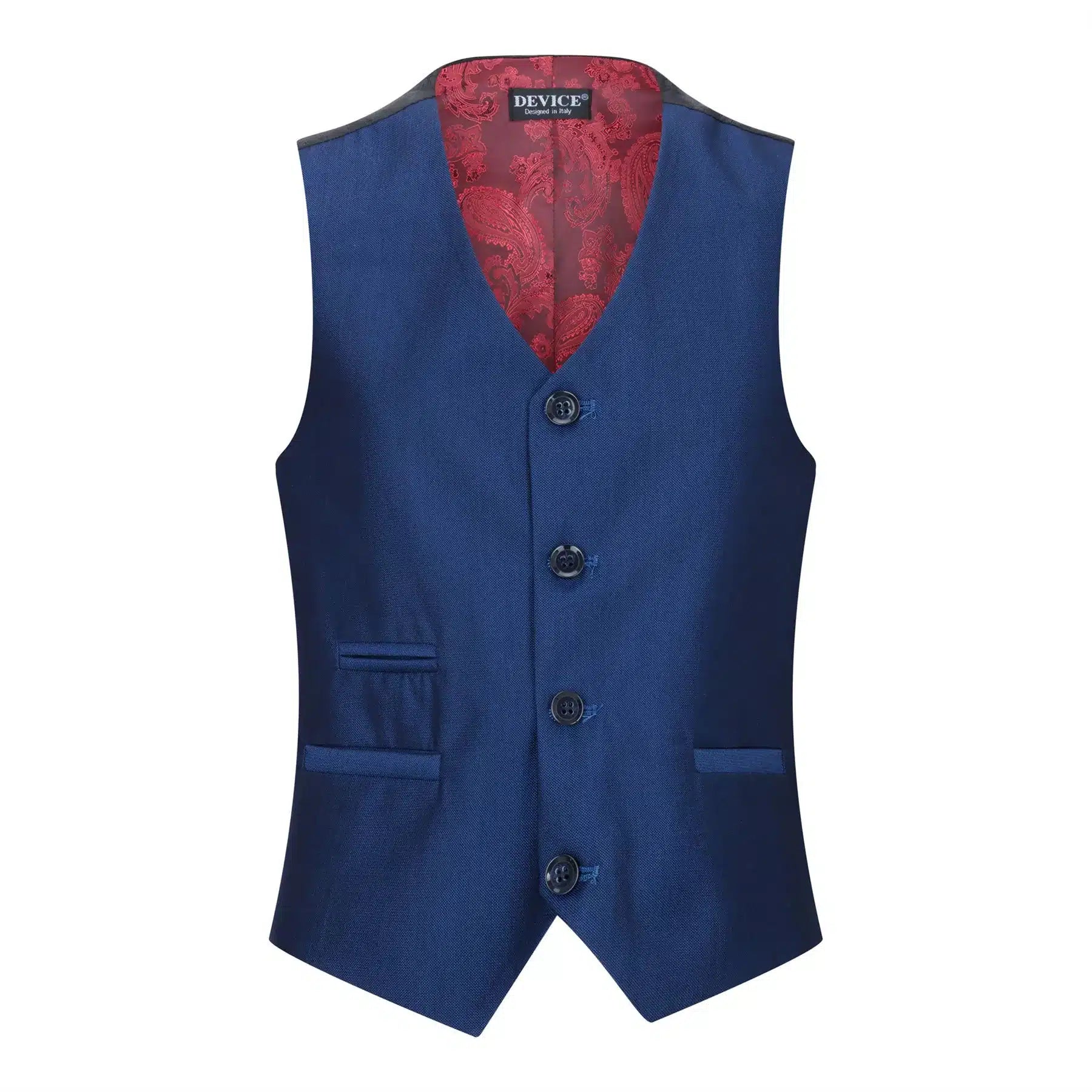 Traje de fiesta de boda de 3 piezas para niño, azul brillante, corte entallado, elegante y formal.