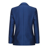 Traje de fiesta de boda de 3 piezas para niño, azul brillante, corte entallado, elegante y formal.