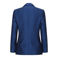 Traje de fiesta de boda de 3 piezas para niño, azul brillante, corte entallado, elegante y formal.