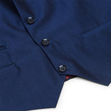 Traje de fiesta de boda de 3 piezas para niño, azul brillante, corte entallado, elegante y formal.