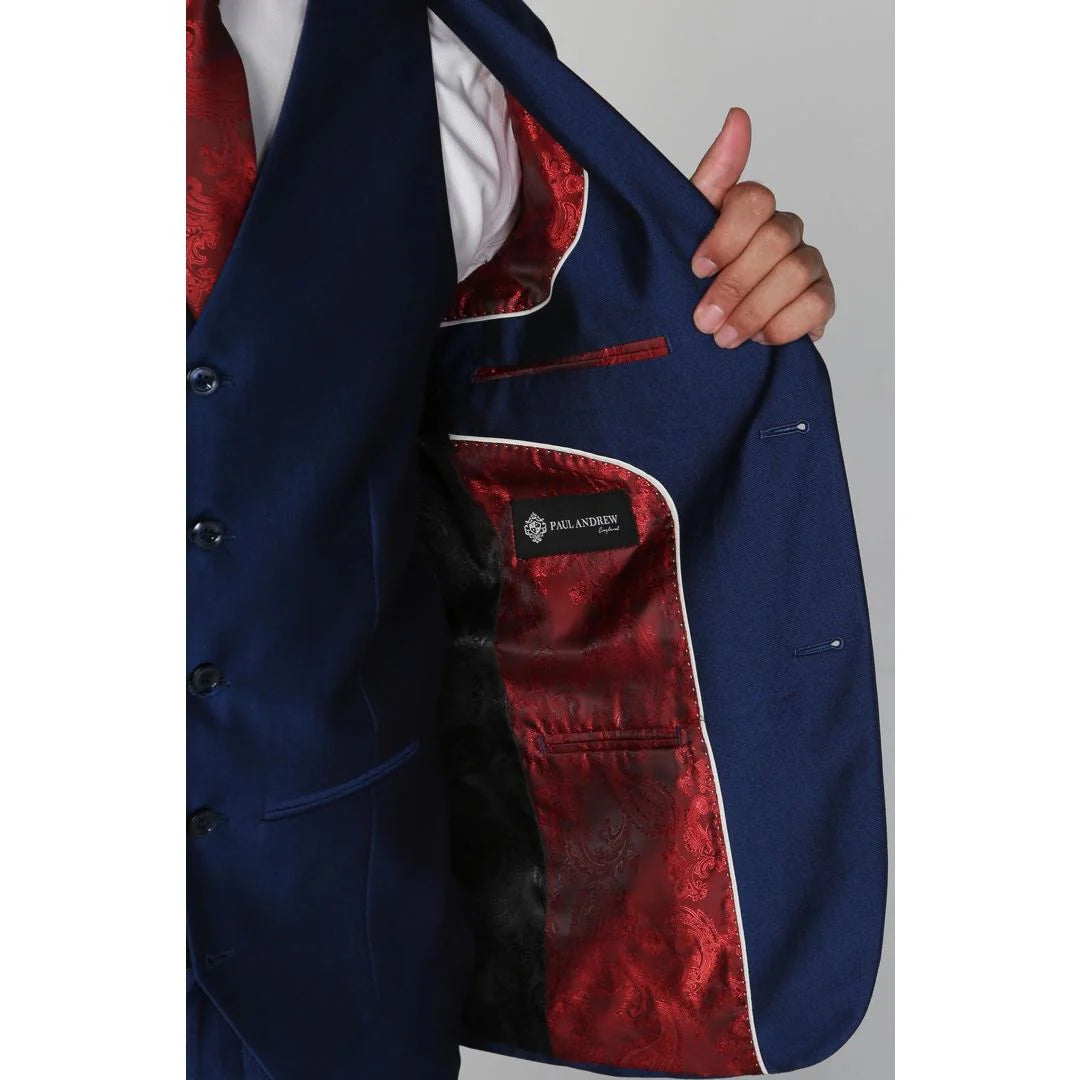Kingsley - Blazer azul liso para hombre