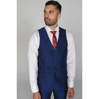 Kingsley - Chaleco azul liso para hombre
