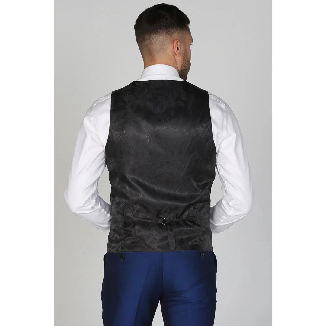 Kingsley - Chaleco azul liso para hombre