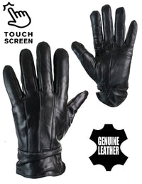 Guantes de invierno para hombre KK IMG 6059 de cuero auténtico, forro térmico, cálidos, ideales para conducir, con pantalla táctil.