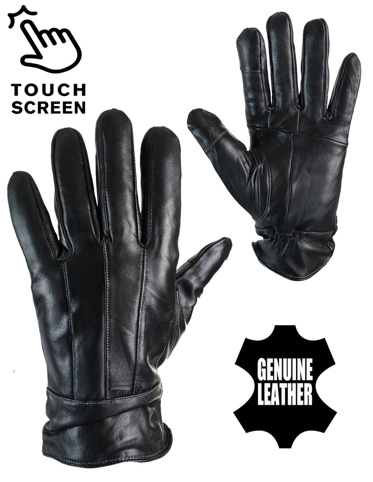 Guantes de invierno para hombre KK IMG 6059 de cuero auténtico, forro térmico, cálidos, ideales para conducir, con pantalla táctil.