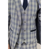 Knight - Blazer a cuadros gris y azul para hombre