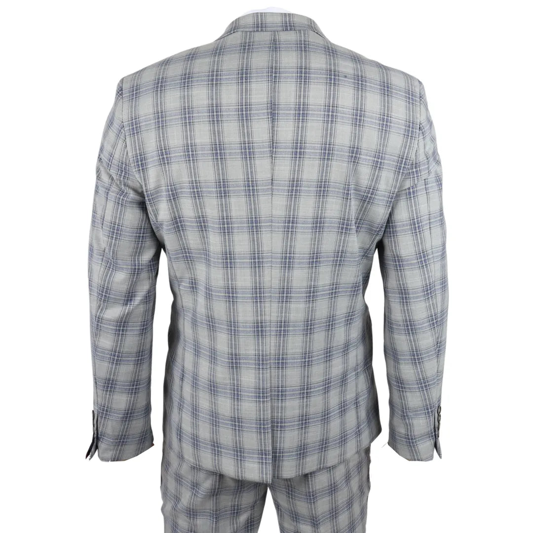 Knight - Blazer a cuadros gris y azul para hombre
